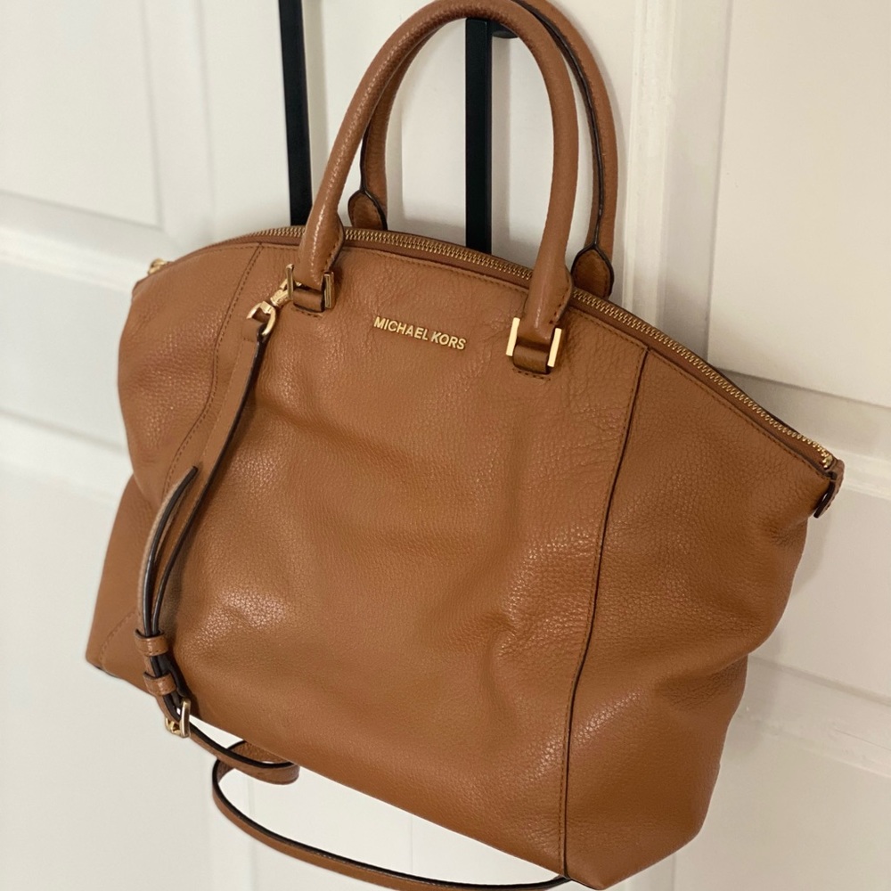 Michael Kors Ciara Large Satchel Tan Leather